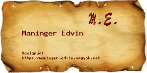 Maninger Edvin névjegykártya